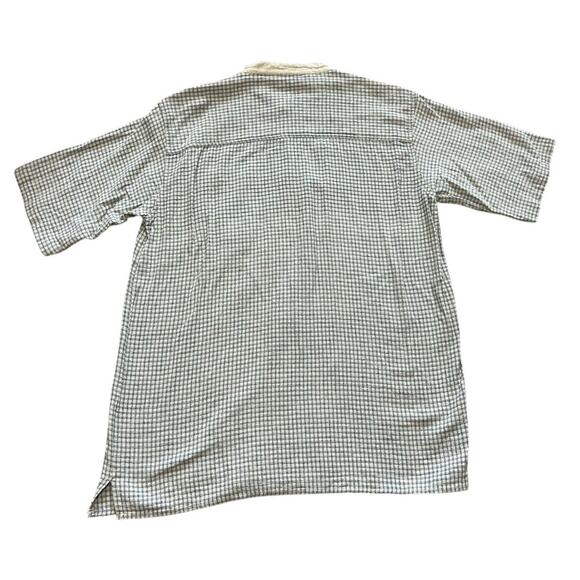 Vtg Puritan Mens L Button Down Shirt Y2K Band Collar Gingham Plaid Short Sleeve - Picture 3 of 5